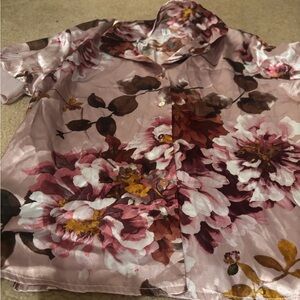 Lilac & London Floral Satin Women's Pajama Top